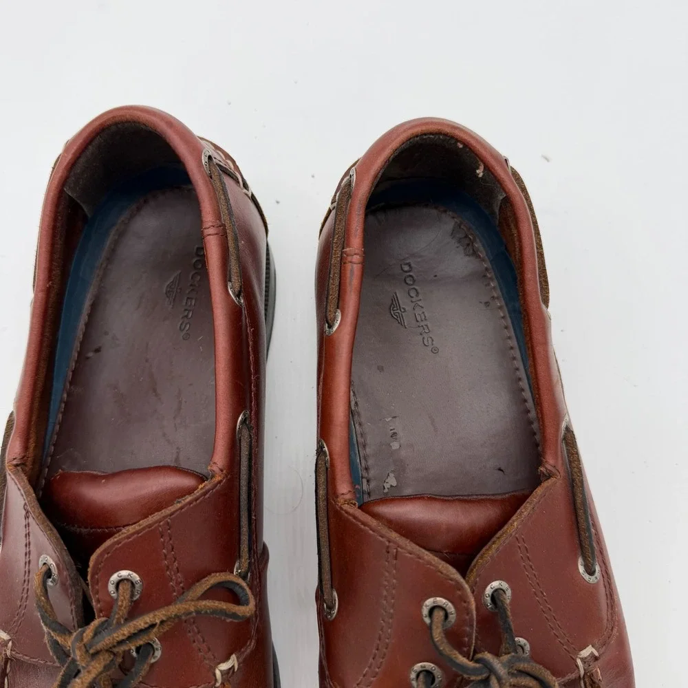 Dockers Mens Brown Leather Boat Shoes Moc Toe Loafers 090-14449 Size 12M